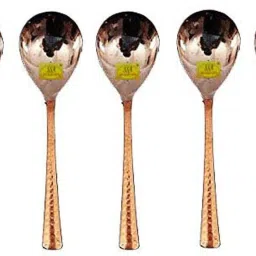 Copper Spoon Serving Spoon Dal Rice Spoon Hammered Designed Homeware Hotelware::Set of 5 Copper Serving Spoon Set-image-56