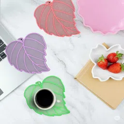 Silicone Leaf Shaped Table mat Waterproof & Heat Resistant (Pack of 3) Matte Trivet-image-25