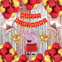 Printed peppa pig birthday theme decoration combo set for kids girls boys Balloon-image-68