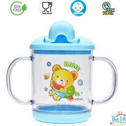 Premium Quality Bpa Free Unbreakable Sippy Cup (Sipper Mugs for Kids/Children/Babies/Infants) Spout Infant PP/Glass Look Water/Juice Training Sipper Cup With Handles 200 ml(Blue)-image-28