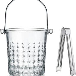 0.9 L Glass Glass Ice Bucket Wine Cooler Brick Tear Drops Pattern with Steel handle & Tong Ice Bucket-image-28