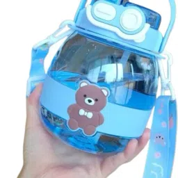 BHIVECute Panda Blue Kids Sippe Bottle with Soft Straw for School 750 ml Water Bottle-picture-23