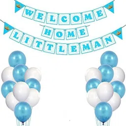 Baby Boy Welcome Home Decoration Kit Banner with Balloons for Baby Shower / Welcome Party / Birthday Party Supplies(PACK OF 26)-image-44