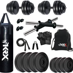 14 kg PVC-DM-14KG-COMBO 4 ((2.5 kg x 4)+(1 kg x 4)) with Unfilled Punching Bag Home Gym Combo-0
