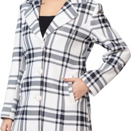 Imported Bonding Tweed Checkered Coat For Women-image-30