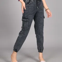 Women Jogger Fit High Rise Black Jeans-image-21