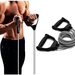 D-Handle Double Toning Tube for Stretching, Workout, Home Gym for Unisex Resistance Tube-image-44