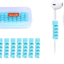 sarvda Cable Protectors with Organizer Box | for Charger Data Cable Earphone Headset Laptop Phone USB Cords | Branded with 90 Days Guarantee | Silicon Spirale | Blue| Set of 8 Pcs Cable Protector-image-11