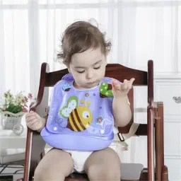 avekin Silicone Baby Detachable Waterproof Apron Bibs (Set of 2) Random Color image 4