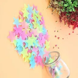 Star Luminous Fluorescent Glowing Night Sky Wall Sticker Radium Glow Kids Room Pack of 50-image-31