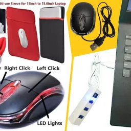 ANJO KeyboardLEDMous-WristPad-Hub-3n1Cl-OTG2n1-Ext-LED-Skin-15.6iScrn&KeyGuard&Sleeve Combo Set image 3