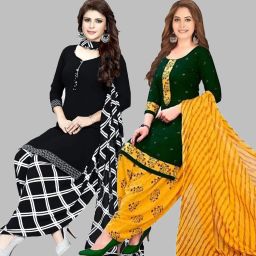 Unstitched Crepe Salwar Suit Material Printed-image-59