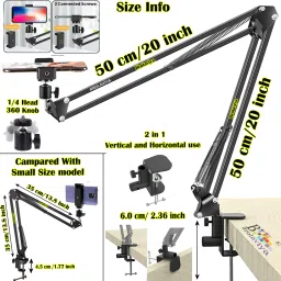 BROLAVIYA Overhead Video Large Arm Mobile Stand Large 2 Way Base Clamp With Mobile Bracket Mobile Holder image 5