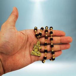 Bhagwan Mahadev 5 Mukhi Rudraksha 5 Mukhi Rudraksha Mala, Boy's,Unisex,Unisex Gold-plated Beads Brass, Wood Pendant Set-image-10