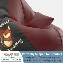 flipkart perfect homes XXXL PatternPuff Bag With Free Cushion and Puffy , Do Not Wake Me Up - Maroon Black Teardrop Bean Bag With Bean Filling image 3