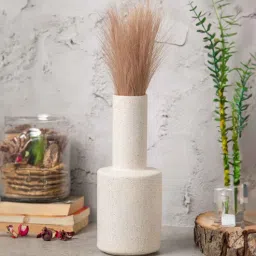 market 99 Stylish Stone Finish Off White Ceramic Vase-picture-36