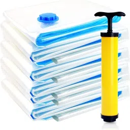 Reusable Ziplock Vacuum Storage Space Saver Bags (4 PCS PLAIN BAG , 1 PUMP ) Travel Storage Vacuum Bags-24