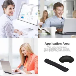 nunki trend Keyboard Mouse Pad Wrist Rest Cushion,Pain Relief,Office,Computer Laptop Black Memory Foam Keyboard & Mouse Wrist Rest image 3
