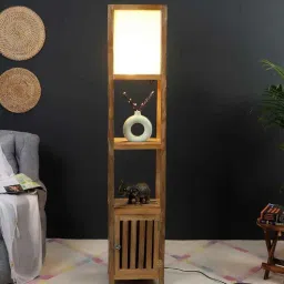sapphire Natural Wood Floor Lamp With Shade Bulb Included E-27-picture-24