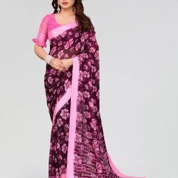 Embellished Bollywood Georgette, Satin Saree-image-1