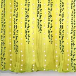 Solid Yellow Backdrop Cloth With Artificial Leaves and Light for Wall Decoration Balloon-image-63