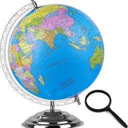 Educational 12 Inch diameter Globe with Magnifying Glass Desk & Table Top Political World Globe-image-69