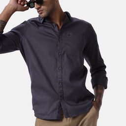 wrogn Men Regular Fit Solid Spread Collar Casual Shirt-picture-31