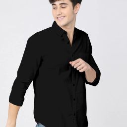 Men Regular Fit Solid Cut Away Collar Casual Shirt-image-67