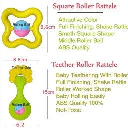 hinik Rattles and Teether for Babies, Pack of 8 Pcs - Colourful Lovely Attractive Rattles and Teether for Babies, Toddlers & Children,Plastic,Multi color Rattle image 3