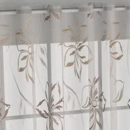 Brown Polyester Floral 7ft Sheer Eyelet 1 Pc Door Curtain by GM Fabrics-picture-47