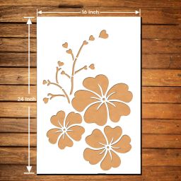 ARandNJ Stencils for wall Painting (Size:- 16X24 Inch) FLORAL PATTERN THEME- Hibiscus Heart Print DIY Reusable Design Suitable For Bedroom, Living Room, Studio, Entrance & Office Decoration Modern Wall Stencil-image-51