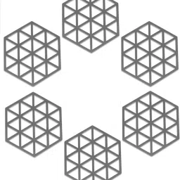 PVC Coaster Heavy-B2-Triangle-Grey_6,Pack of 6 Silicone Trivet-0