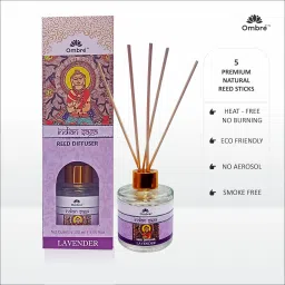 Ombre Reed Diffuser-100ml Lavender With 5 Natural sticks Ideal for Office Cabins, Small Room, Washrooms, Stores, Reception Areas Etc... Diffuser image 2