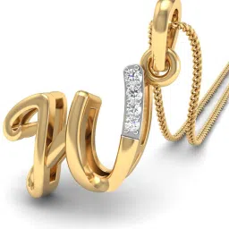 PC Jeweller The W Alphabet 18kt Diamond Yellow Gold Pendant-image-18