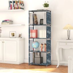 Multipurpose Collapsible Bookshelf 5 Racks Book Stand Almirah for Home & Kids Metal Open Book Shelf-23