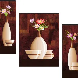 set Of 3(4971) Flower Pots 6MM MDF Digital Reprint 12 inch x 18 inch Painting-72