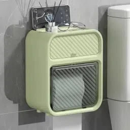 Tissue Box Case,Toilet Paper Storage Box with Drawer Wall Mounted Holder Plastic Toilet Paper Holder-5