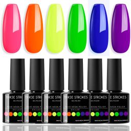 UV Gel Nail Polish Set Vibrant Neon Colors & Glossy Finish Gel Polish Kit 7.5ml Rave Neon RN5347-8