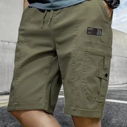 Solid Men Green Cargo Shorts-image-121