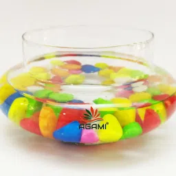Beautiful and Decorative Clear Pot Vase for Home Decor, Center Table, Bedroom, Side Corners, Living Room Decoration,Flowers and Plants With Multicolour Pebbles Glass, Earthenware Vase-image-34