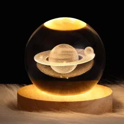 3D Saturn Crystal Ball Lamp with Wooden LED Base - Perfect for your Home Night Lamp-13