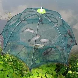 qpets Portable Fishing Net,Shrimp Minnow Crayfish Crab Baits Cast Mesh Trap, Aquarium Fish Net image 3