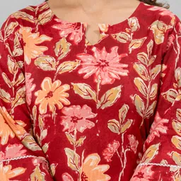 VEDANA Floral Printed Regular Pure Cotton Kurta with Palazzos image 2