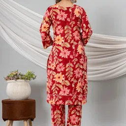 VEDANA Floral Printed Regular Pure Cotton Kurta with Palazzos image 4