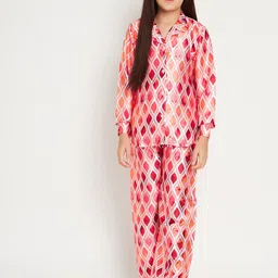 Readiprint Fashions Girls Geometric Printed Satin Shirt With Palazzos-image-28