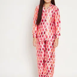 Readiprint Fashions Girls Geometric Printed Satin Shirt with Palazzos-image-27