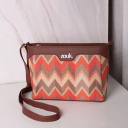 ZOUK Tidal Wave Harmony Chevron Printed Structured Sling Bag-99