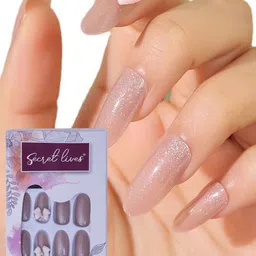 Secret Lives 24 Pcs Round Glossy Fake Nail - Nude-30
