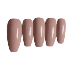 SOEZI 5-Pcs Beige Craze Short Square Ready To Wear Kit Nail Art-9