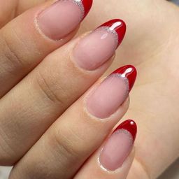 AMOK STORE Set Of 12 Reusable Artificial Nails With Application Kit - Nude & Red KUN114-13